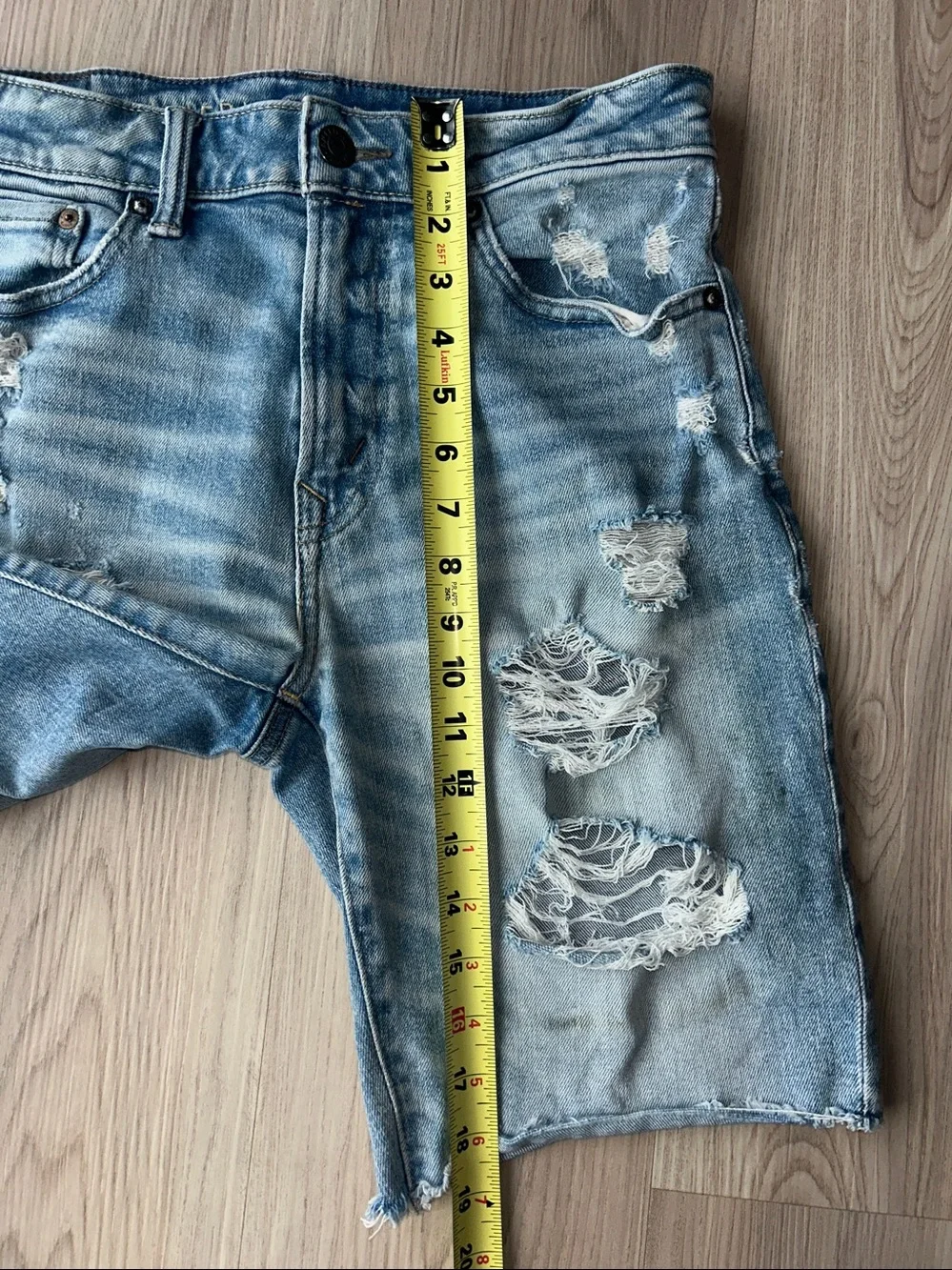 American Eagle Next Level Airflex Distressed Denim Men's/Unisex Shorts 30 Blue